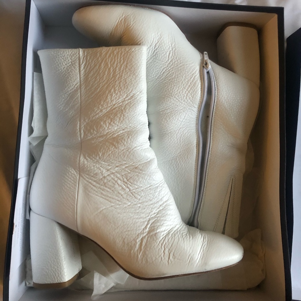 Miista White Adrianne Block heel boots